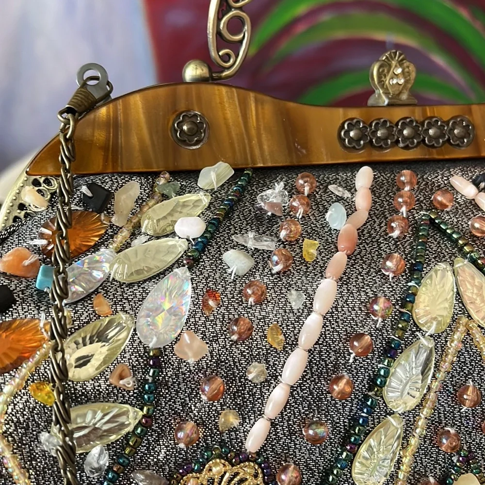 Vintage Repo Lucite Beaded Colorful Bag - Picture 6 of 11